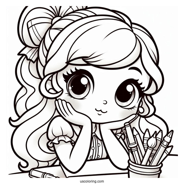 Polly Pocket Coloring Page Thinking Pose
