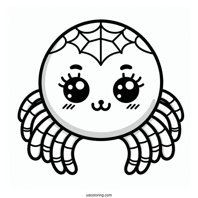 Simple Outline Of Cute Spider For Preschoolers