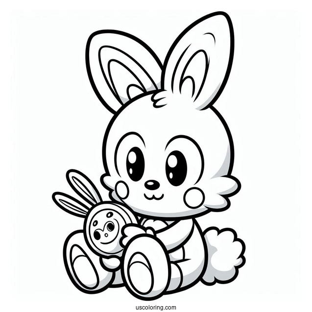 Cream the Rabbit Holding Toy Coloring In