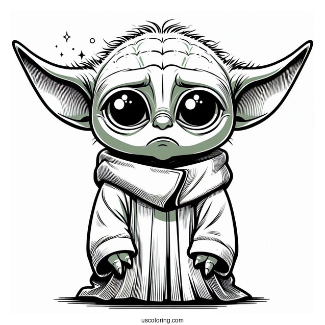 Upset Baby Yoda To Color