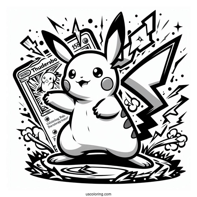 Thunderbolt Raichu Coloring Page Pokemon Card