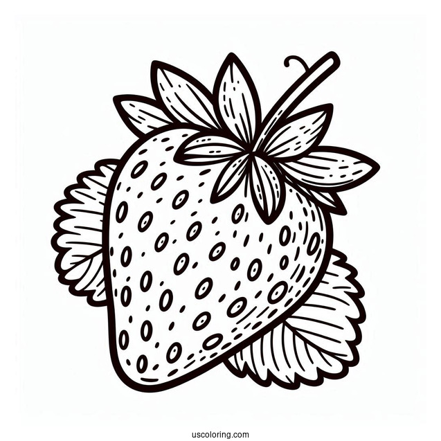 Strawberry Coloring Page Fruit Flashcard For Kids
