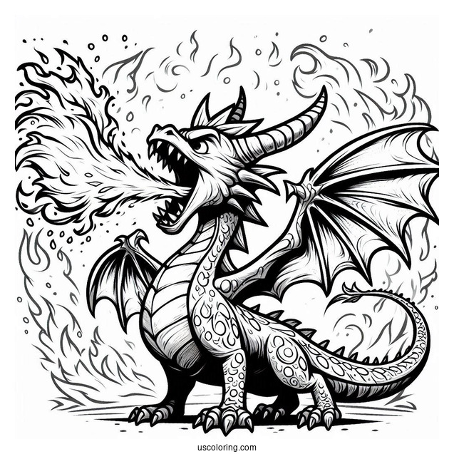 Sypro Coloring Page Massive Ignitus Dragon Breathing Out Fire