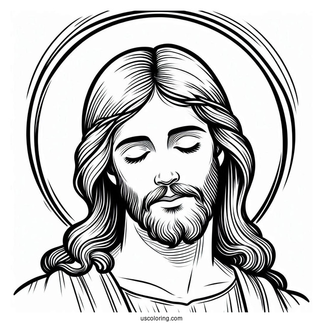 Simple Jesus Coloring Page With A Halo For Kids