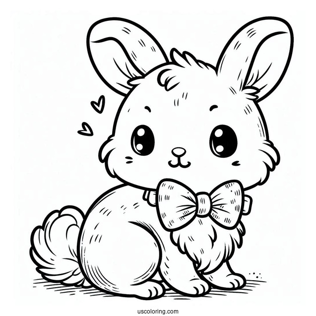 Adorable Little Rabbit Coloring Page With A Bowtie For Preschoolers