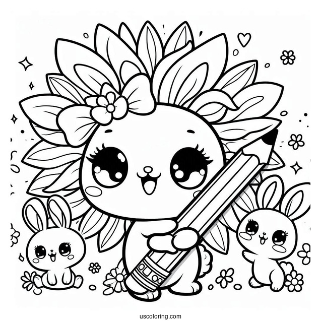 Sunny Bunnies Coloring Page Of Shiny Holding A Pencil