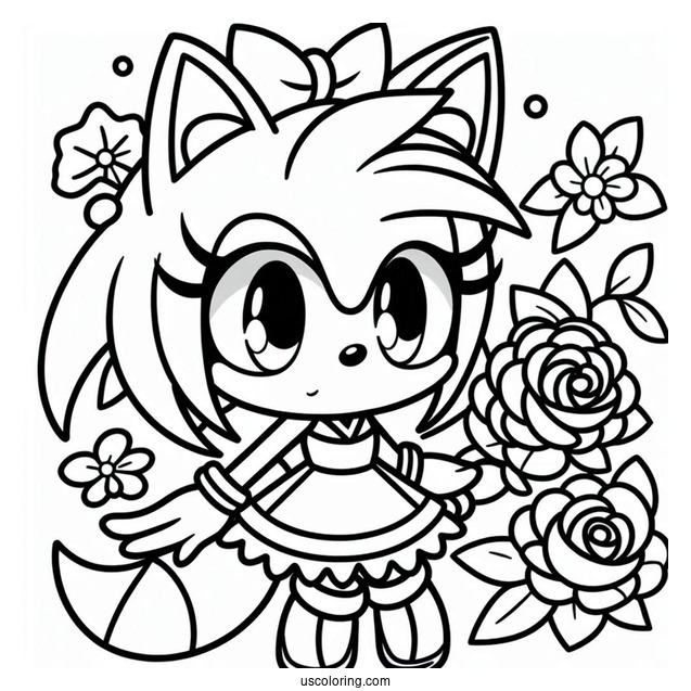 Kawaii Amy Rose Coloring Sheet For Kids