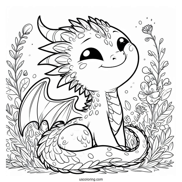 Loveable Looking Cute Dragon To Color