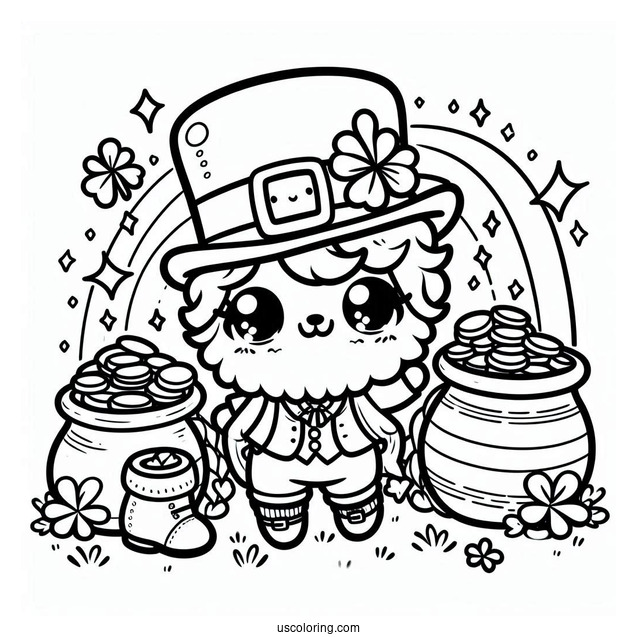 Coloring Page Of Kawaii Leprechaun