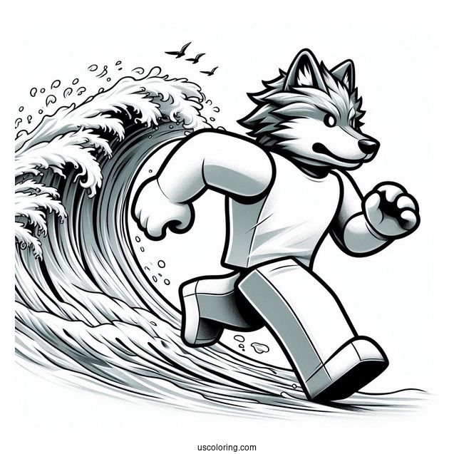 Roblox Characters Running From wave With Wolf