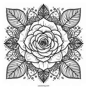 Rose Mandala Coloring Page For Adults