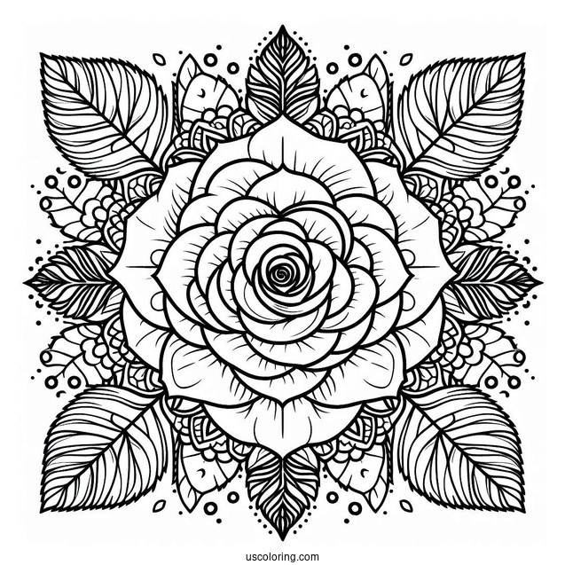 Rose Mandala Coloring Page For Adults