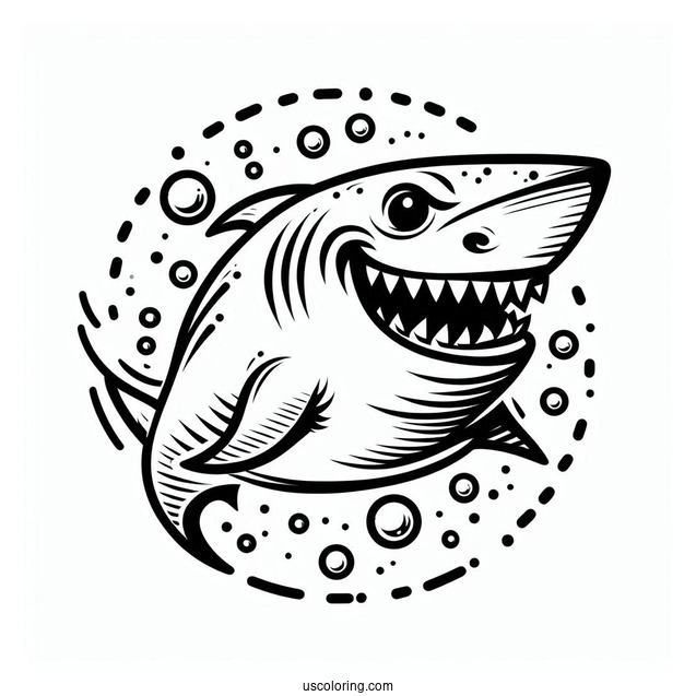Scary Cartoon Shark Coloring Page