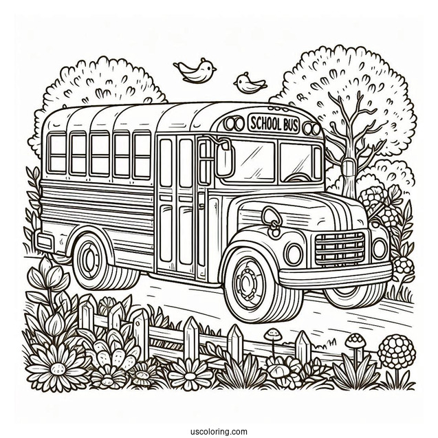 School Bus Coloring Page Field Trip to the Zoo