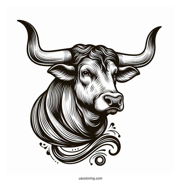Texas Longhorn Bullhead Coloring Sheet