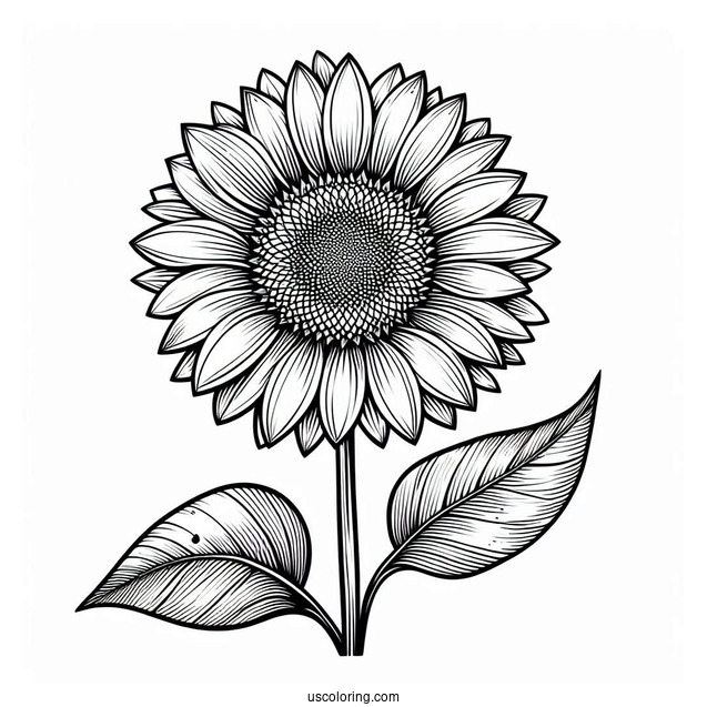 Sunflower With Big Petals For Coloring