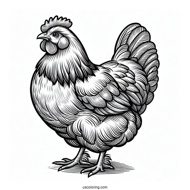 Rhode Island Red Chicken Coloring Page