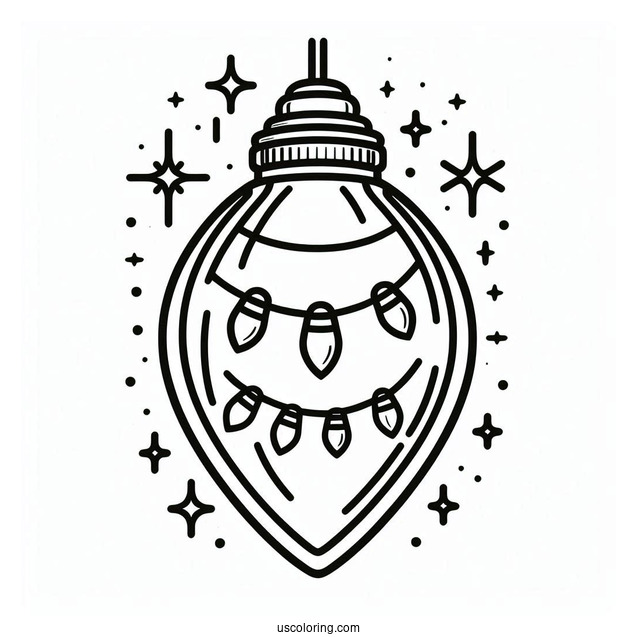 Large Christmas Light To Color Or Cut Out