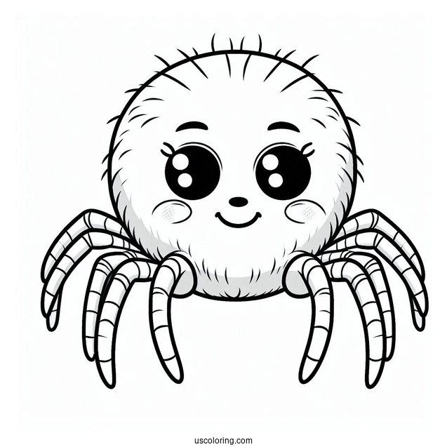 Cute Cartoon Spider Coloring Page For Kids
