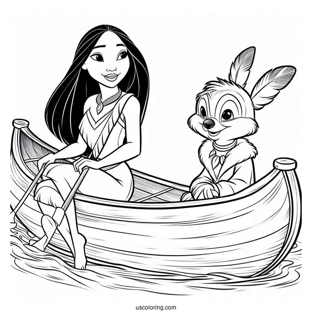 Meeko And Percy On Canoe Coloring In