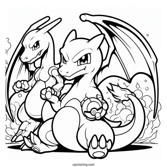 Charizard And Mewtwo Coloring Page