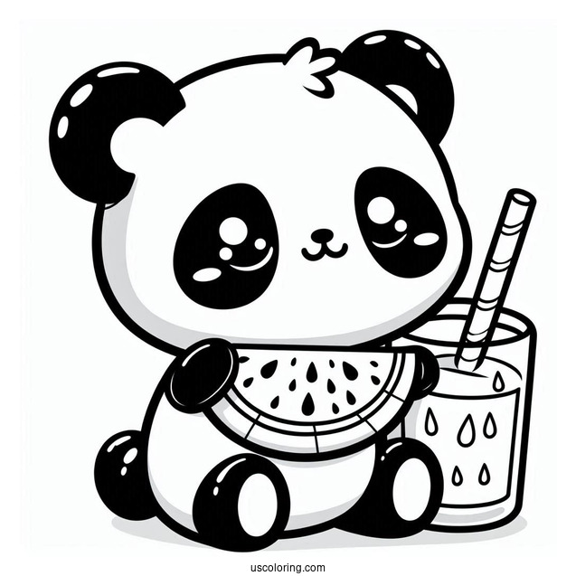 Kawaii Themed Panda With Watermelon