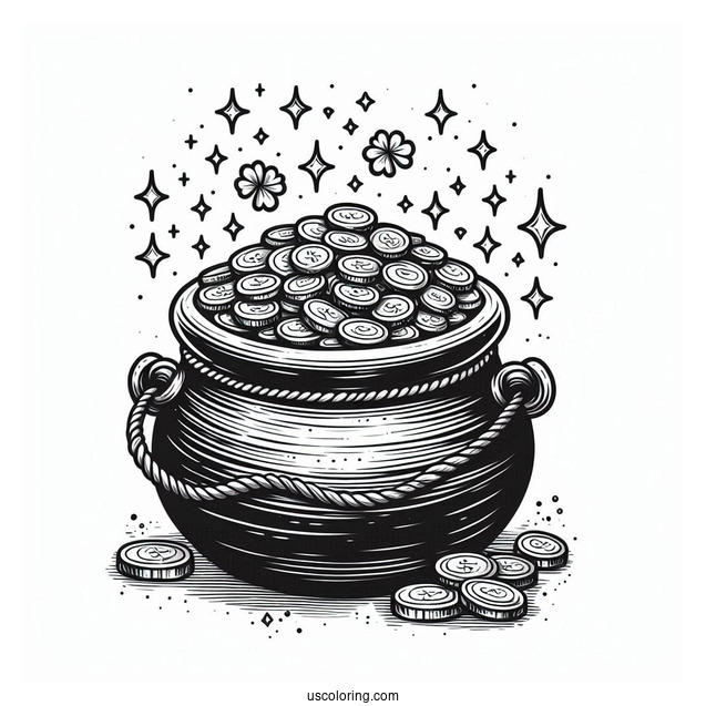 Large Pot Of Gold To Color