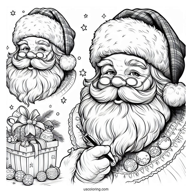 Realistic Looking Santa Coloring Page