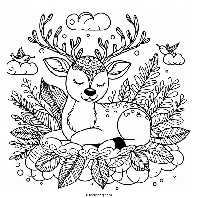 Relaxing Reindeer Coloring Sheet For Adults