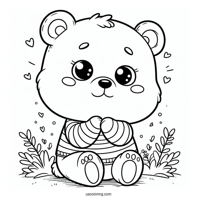 Cute Bear Coloring Page For Kids