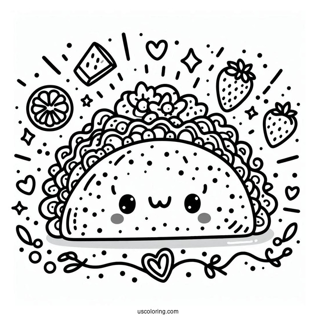 Cute Taco Coloring Page Tuesday For Preschoolers
