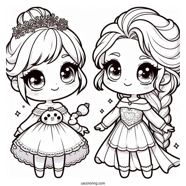 Cute Kawaii Young Elsa Coloring Page