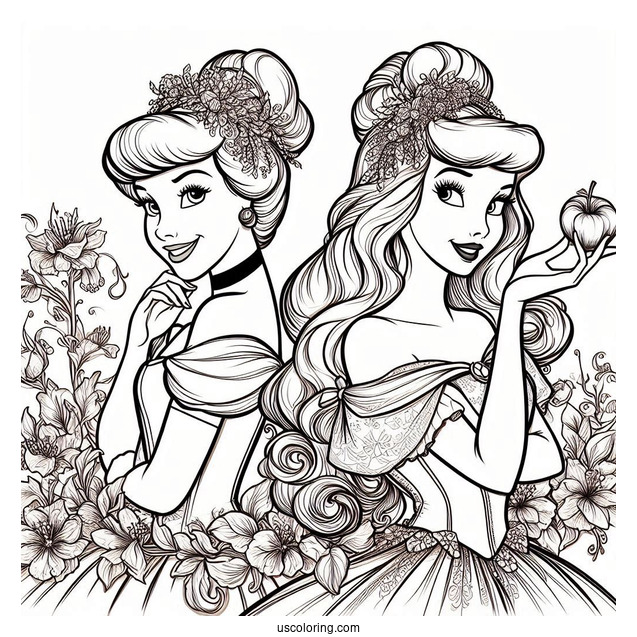 Anastasia and Drizella (The Ugly Stepsisters) Coloring Page
