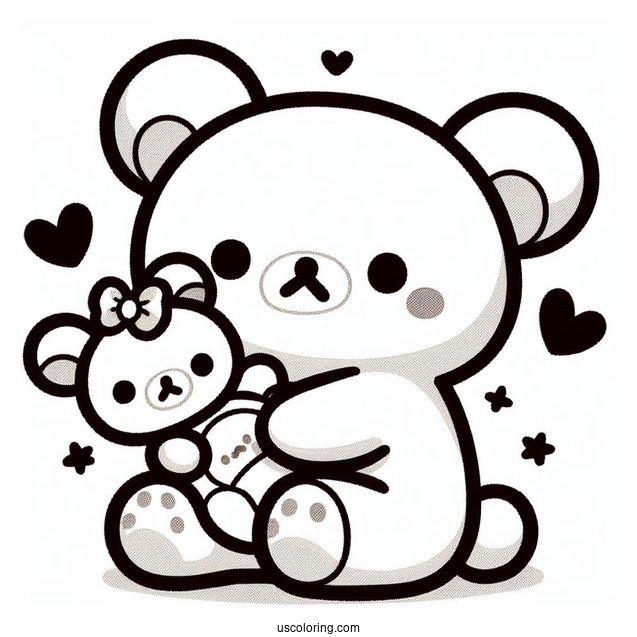 Kiiroitori, Rilakkuma Coloring Page And Chairoikaguma Hugging Rilakkuma