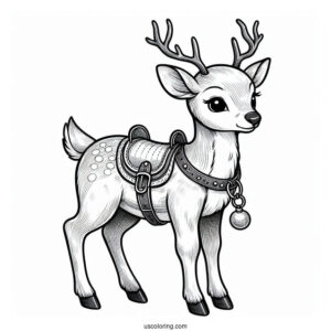 Realistic Looking Reindeer Wearing a Christmas Saddle