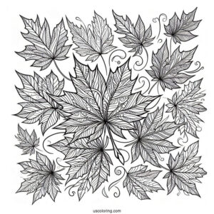 Maple Leaves Pattern Coloring Page