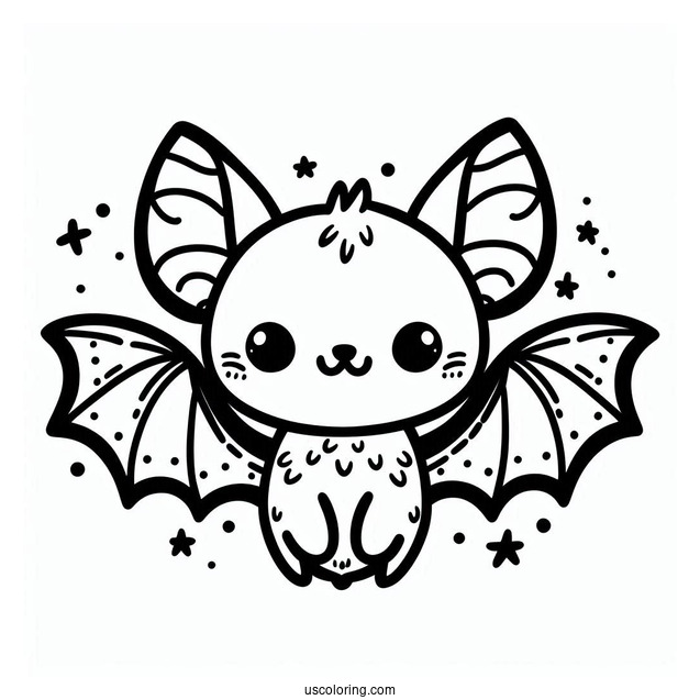 Simple Happy Bat Coloring Page For Preschoolers