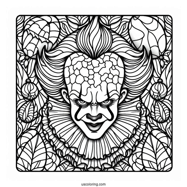 Intricate Pennywise Stained Glass Coloring Sheet