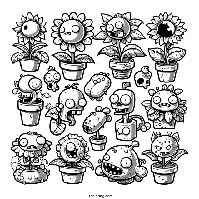 Various Plants From Plants Vs Zombies