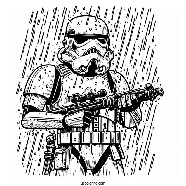 Snowtrooper Coloring Page Holding Blaster In The Rain