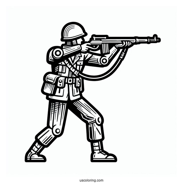 Classic Toy Soldier Coloring Page Aiming Gun