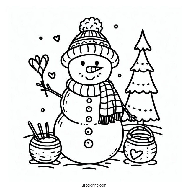 Simple To Color Snowman For Kids