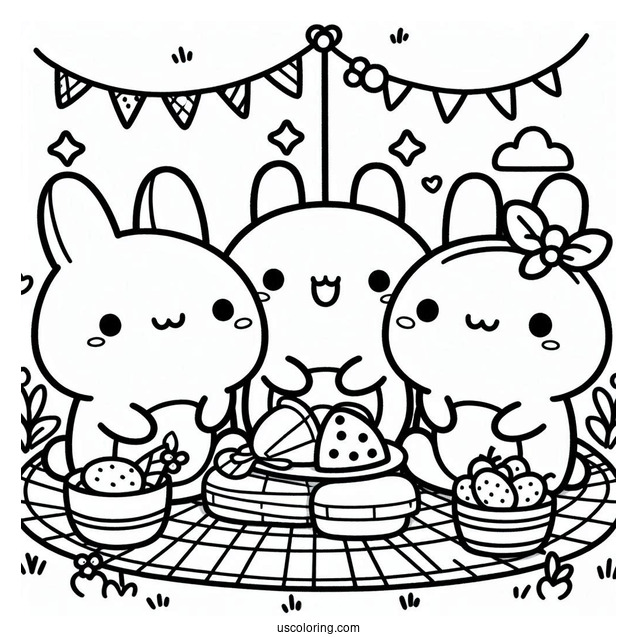 Sumikko Gurashi Coloring Page Of Backyard Picnic With Minnikos