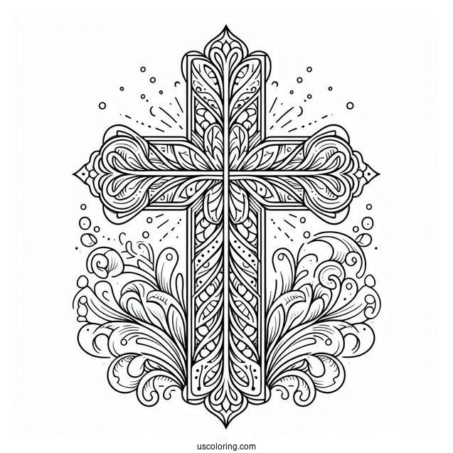 Traditional Style Cross Coloring Sheet