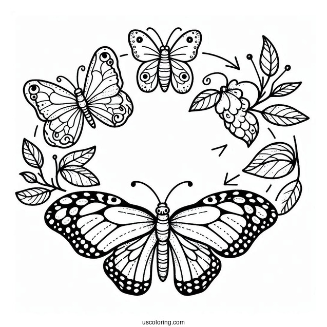 Butterfly Coloring Page Life Cycle