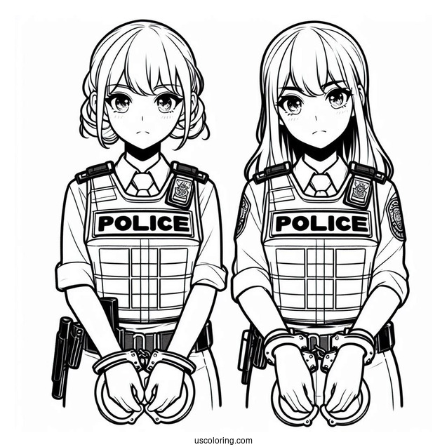 Police Handcuffs Coloring Sheet