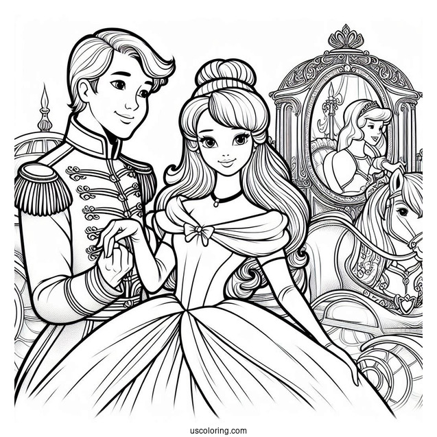 Cinderella And Grand Duke Coloring Picture