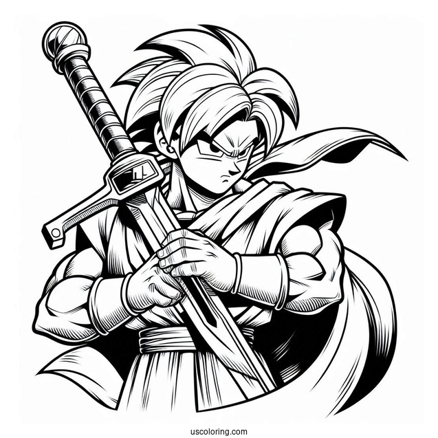 Trunks Holding Sword Coloring Sheet