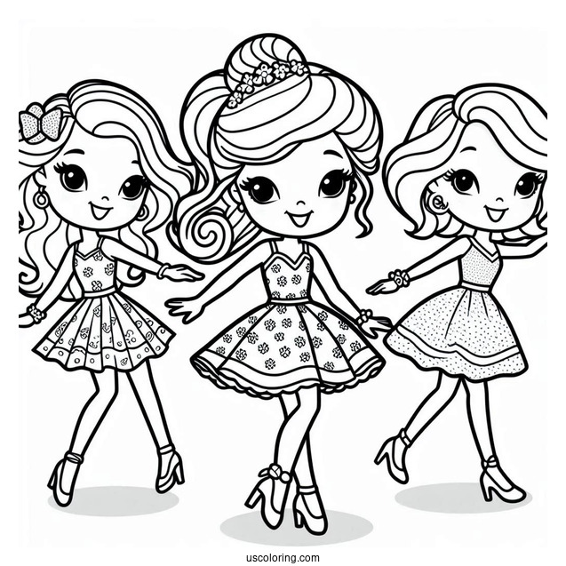 Polly Pocket Coloring Page Dancing With Friends