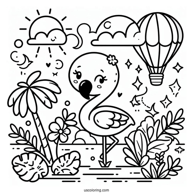 Kawaii Themed Flamingo